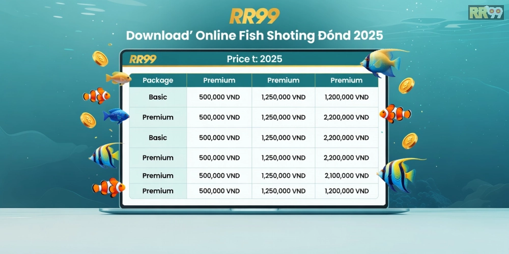 Hình ảnh bảng giá tải game bắn cá online rr99 cập nhật mới nhất năm 2025