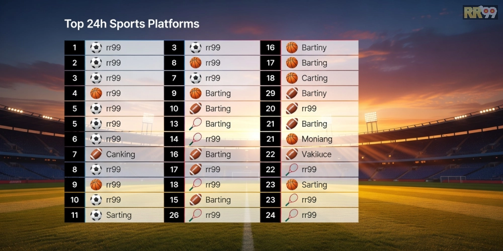 Hình ảnh bảng xếp hạng top 15 nền tảng 24h thể thao rr99 với biểu đồ so sánh uy tín và đánh giá người dùng.