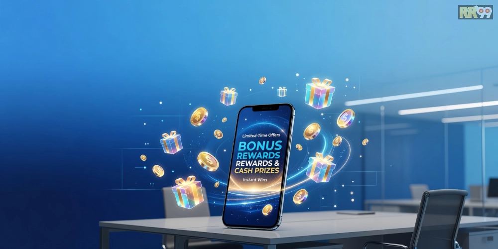 Khuyến mãi RR99 được minh họa qua các ưu đãi hấp dẫn trên nền tảng số