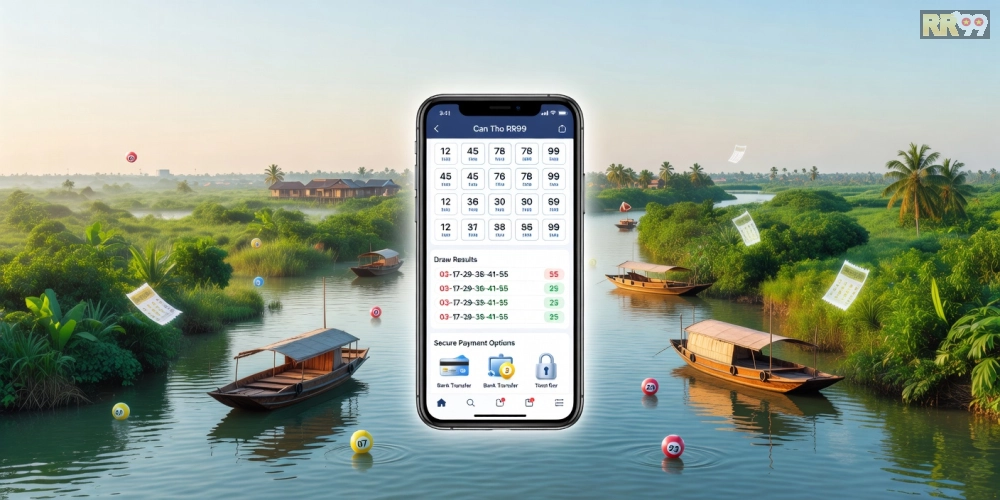 Minh họa giao diện nền tảng xổ số Cần Thơ RR99 với các tính năng chính nổi bật