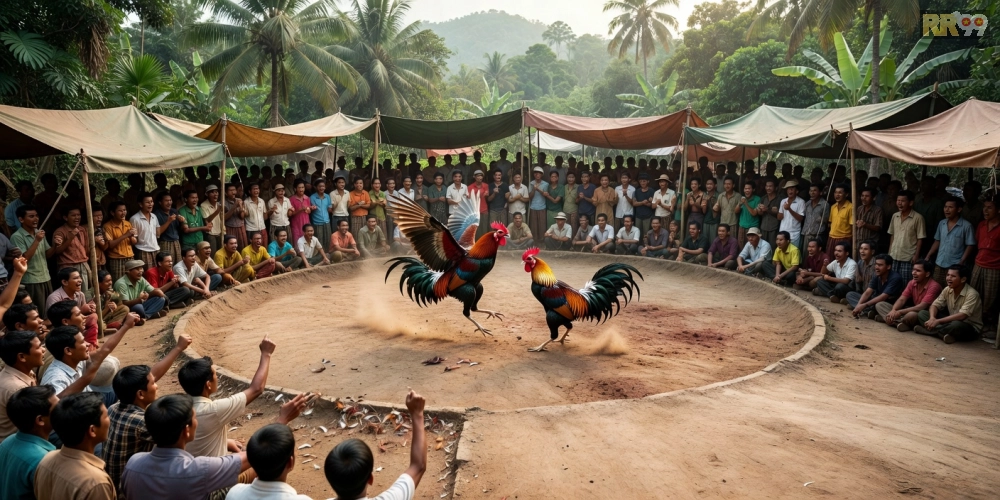 Trường đá gà quốc tế Campuchia trên RR99 với không gian chuyên nghiệp và khán giả đông đúc