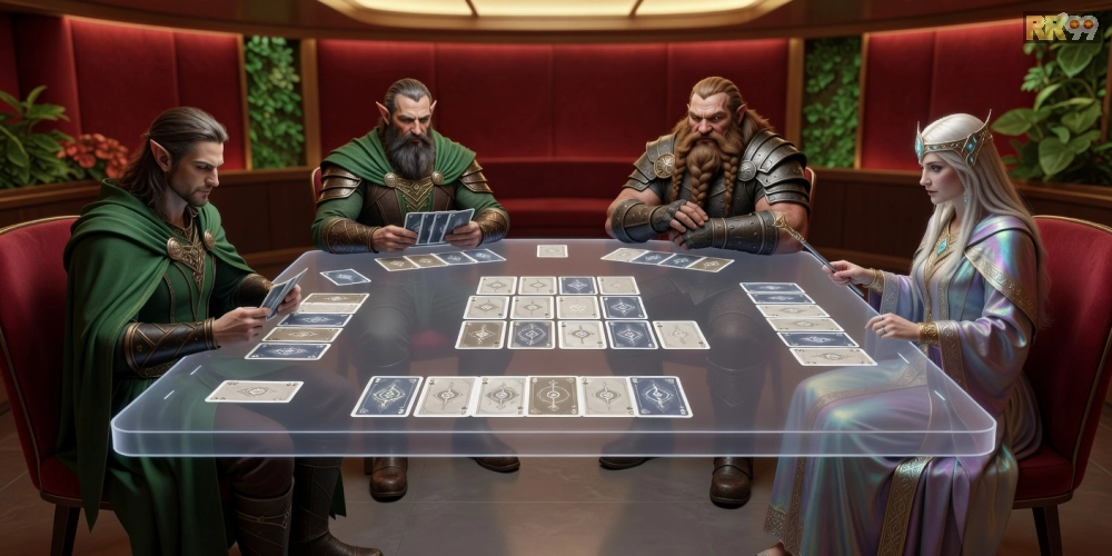 Hình ảnh gameplay Phỏm trên RR99 với bàn chơi sống động và người chơi tương tác