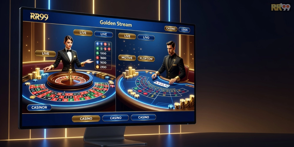 Hình ảnh nổi bật về nền tảng RR99 Golden Stream với giao diện cá cược trực tiếp