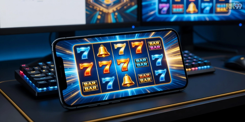 Hình minh họa khái niệm tải game nổ hũ rr99 với giao diện hấp dẫn