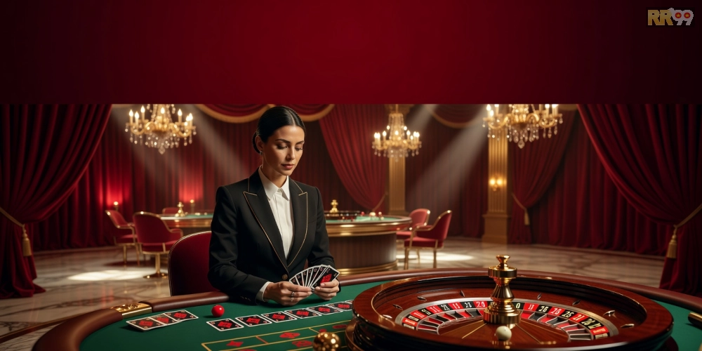 Minh họa khái niệm trực tiếp casino rr99 với giao diện livestream chuyên nghiệp