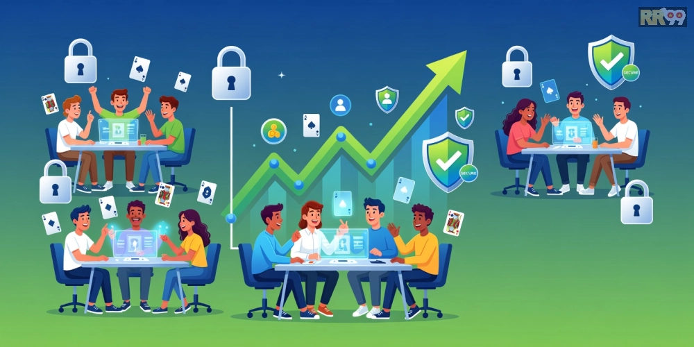 Ưu điểm nổi bật của game bài online rr99 với biểu đồ tăng trưởng người dùng