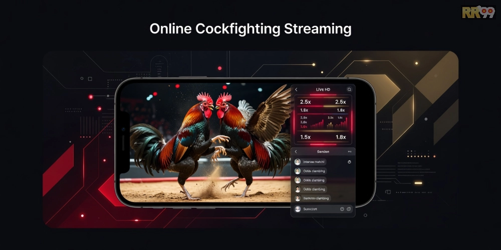 Minh họa giao diện xem đá gà trực tuyến rr99 chuyên nghiệp với hình ảnh sắc nét